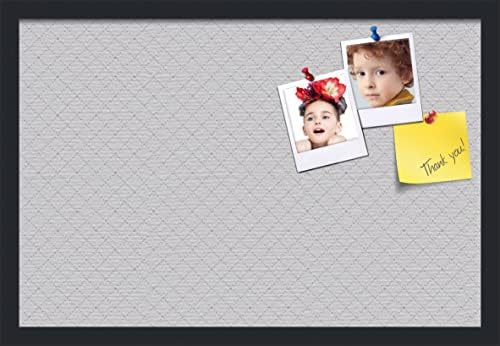PinPix 24x16 inch Cork Bulletin Board. This Decorative Framed Pin Board Comes with Diamond Pattern in Light Grey Design and Satin Black. Ideal for Home, Office Decor or School (PinPix-524) by PinPixBulletinBoards