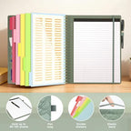 Clipboard with Storage for Men Women, Leather Padfolio Portfolio Organizer 5 Folders with 10 Pockets, Spiral Clipboard Folio with Notepad for Letter Size, Elastic Closure and Pen Loop Green Floral - Image 6
