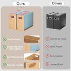 Sbanmao Acrylic Wall File Organizer, Hanging File Folder Organizer with Handle, Bamboo File Box File Crate Storage Box, Portable Filing Organizer for Home Office Classroom (Letter Size, 2 Pack) - Image 4