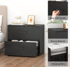 File Cabinet, 2 Drawer Lateral Filing Cabinet with Hanging Bars for Letters, Black File Cabinets for Home Office, Large Printer Stand, Wood Office Storage Cabinet - Image 6