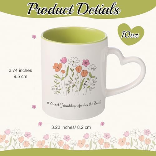 Pickmesh Floral Coffee Mug Set of 6, 10 oz Ceramic Cups with Heart Handles - Image 2