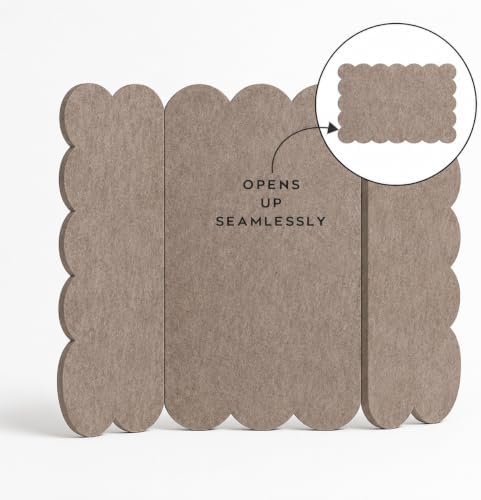 Orelle Scalloped Felt Bulletin Board | 35 x 23” | Foldable Peel and Stick Felt Board for Wall | Alternative Cork Board for Office, Message Board, Kids Art Display | Mocha - Image 4