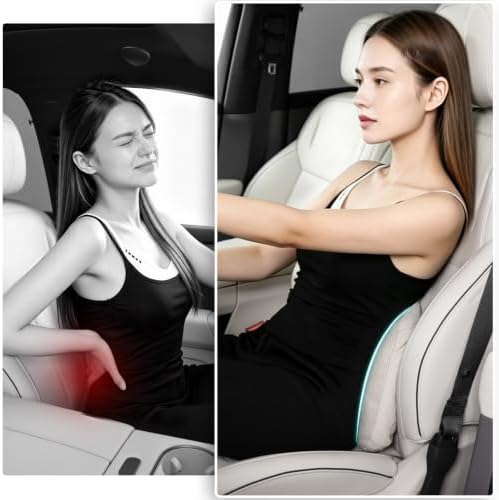 Lumbar Pillow for Car, 2 Pack Lower Back Support (Off-White) - Image 2