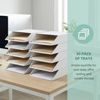 EXYGLO 30 Pack Stackable Cardboard Desk Organizer Trays, Desktop Letter Tray for Document File Mail Storage, White, 12x9x3 Inch - Image 5