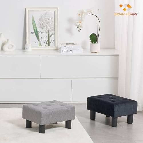 BRIAN & DANY Small Foot Stool, Linen Foot Stools with Legs, Stable Small Footstool for Living Room, Light Gray - Image 7