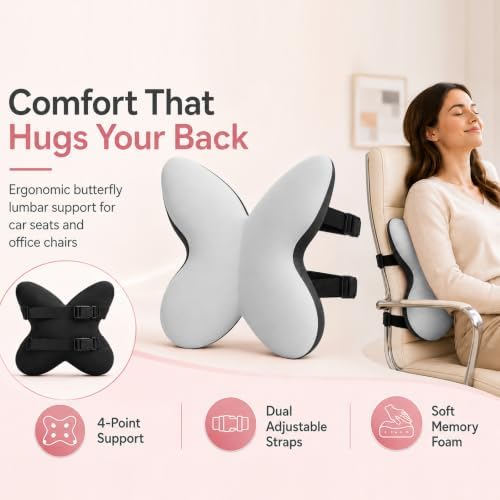 Memory Foam Lumbar Support Pillow,Back Support for Office Chair,Back Pillow for Chair,Ergonomic Lower Back Cushion for Desk Chair,Computer Chair,Gaming Chair and Car Seat,Washable Cover(Gray) - Image 3