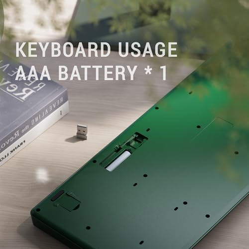 MPTOG Bluetooth Wireless Keyboard with Wrist Rest (Dark-Green Black) - Image 6