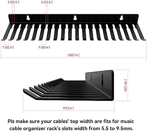 2 Pack 19 Slots Wall mountable Cable Hanger and Organizer,Cable Holder,Cable Organizer Studio Storage,Slots Width from 5.5 to 9.5mm for Cord Management Rack - Image 5