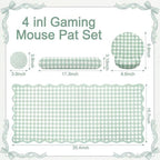 Sabary Green Gingham Desk Mat Set with Wrist Rest Keyboard Mouse Pad Set - Image 2