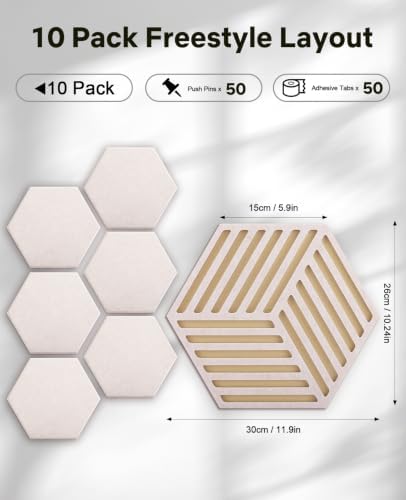 Hexagon Cork Bulletin Board Tiles, Felt Pin Board - Image 2