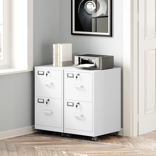BYNSOE 2 Drawers File Cabinet with Lock Metal Vertical File Cabient with Wheels Mobile File Cabinet for Office Home Legal/Letter/a4 Size Require Assembly - Image 6