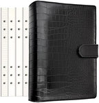 PU Leather Personal Notebook Planner with 80 Pages Loose-Leaf Papers 6 Holes Ring Binder Pen Holder Magnetic Buckle (Black Faux Crocodile Texture, A5 Mini) by Zelten