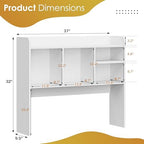 SUPER DEAL Desktop Bookshelf, Countertop Storage Hutch with 4 Shelves for Computer Desk, 2-Tier Display Rack, Multipurpose Wood Desk Hutch Storage Organizer for Home Office Dorm, White - Image 3