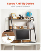 VEVOR 2-Tier Desktop Storage Organizer, 37.4" x 12.6" x 35.4" Office Storage Rack, Wood Color Display Shelf, Desktop Bookshelf Hutch with Anti-Slip Feet Pads, for Office, Home & Dorm - Image 7
