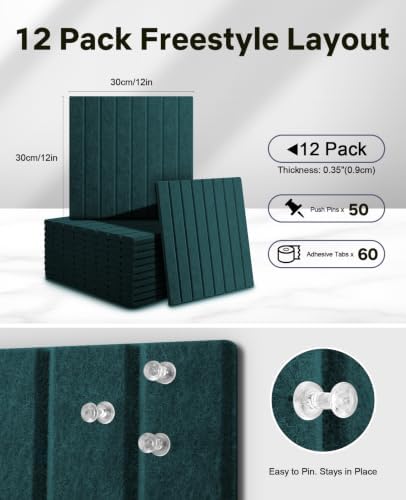 48" x 36" Large Cork Bulletin Board Tiles, Peel and Stick Felt Wall Panels for Vision, Message Center, Picture and Prayer Board for Office, Dorm, Room and Desk Decor(Pine Green) - Image 2