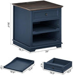 REDAYFUR Lateral File Cabinet 3 Drawer File Cabinet with Charging Station, Printer Stand with Open Adjustable Storage Shelves, Lateral Filing Cabinet for Home Office, Blue - Image 3