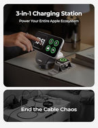 LISEN [Ultra-Fast 25W] 3-in-1 Charging Station for Apple, Qi2.2 25W Foldable Wireless MagSafe Charger Stand for iPhone 17/16/15/14/13 Pro Max, Apple Watch&AirPods, Travel Portable with 45W Adapter - Image 3