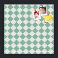 PinPix 12x12 inch Cork Bulletin Board. This Decorative Framed Pin Board Comes with Diamond Pattern in Green and White Design and Satin Black. Ideal for Home, Office Decor or School (PinPix-330) by PinPixBulletinBoards
