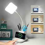 LED Desk Lamp with 10W Wireless Charging & Pen Holder, Snow White by Sailstar