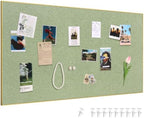 SELEAD Linen Bulletin Board 48” x 24” - Golden Aluminum Frame, Green Fabric by SELEAD