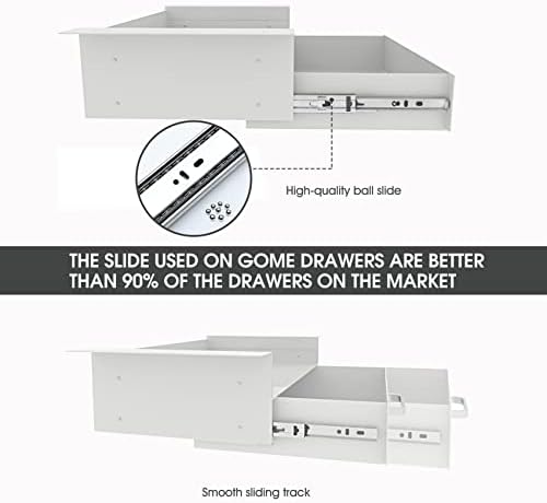 GOME White Under Desk Drawer Storage with Laptop/Book/Folders Shelf, Double Layer Easy Slide-Out Undermount Drawer Organizer with Ball Sliding Track for Home Office Sit-Stand Workstation - Image 4