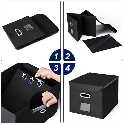 File Organizer Box with Lid (Wine Red, 14.9 x 12.59 x 10.8 inch, 2-Pack) - Image 3