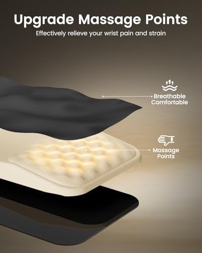 ProtoArc KMP50 Ergonomic Mouse Pad with Wrist Rest, Lycra Surface, Black - Image 4