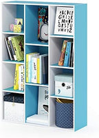 Furinno LUDER Book Shelf, 11-Cube Bookshelf, Reversible Bookcase, 9.4 x 29.1 x 41.7, Easy Assembly, for Living Room, Bedroom, Home Office, White/Light Blue by Furinno-FitsYourSpaceFitsYourBudget