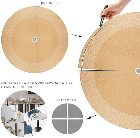 CENNBIE 54 Inches Round Cork Leather Dining Table Mat (Cream) - Image 4