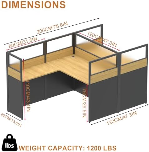 Nykto Office Cubicle Desk with Mute Privacy Panels (A2 Person-F, Walnut) - Image 2