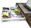 Large 23.6 Inch White Under Desk Drawer Slide Out, Great For The Office, Home And Workspace. Pencil & Undermount Pull Out Under Counter Workbench Attachable Drawer, Made Of Carbon Steel by Difinati