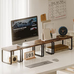 Homeiju Wooden Desktop Shelf for Top of Desk, 2-Tier Desktop Bookshelf - Image 2