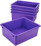Storex Letter Size Deep Storage Tray – Organizer Bin for Classroom, Office and Home, Violet, 5-Pack (62528A05C) by Storex