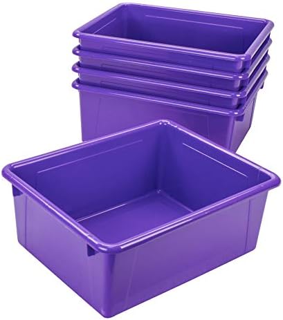 Storex Letter Size Deep Storage Tray – Organizer Bin for Classroom, Office and Home, Violet, 5-Pack (62528A05C) by Storex