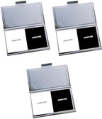 Stephanie Imports Set of 3 Slim & Minimalist Metal Business Card Holder Unisex Case With Rhinestone Insert (Peridot) - Image 3