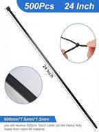 500 Pack Long Zip Ties Heavy Duty, Large Cable Ties, Black, 24 Inch - Image 2