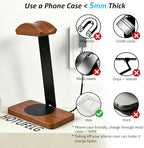 Solid Wooden Headphone Holder with Qi Wireless Charging Pad, Gift Choice - Image 3