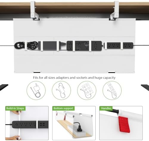 KEEGH Large No Drill Under Desk Cable Management Tray 36 in, White - Image 3