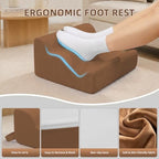 Foot Rest Ergonomic Pillow for Under Desk at Work & Handle Brown - Image 2