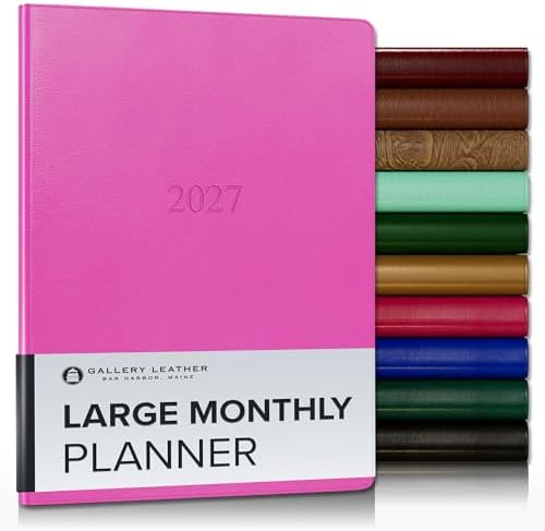 Gallery Leather Large Monthly Planner 2026-2027 Caribbean Fuchsia by GalleryLeather