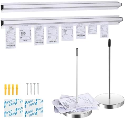 2 Pieces of 36-inch Aluminum Sliding Restaurant Order Ticket Clip Rails, with 2 Receipt Ticket Clip pins, Suitable for Restaurant, café, Kitchen, Office, bar memo Organizer by Unknown