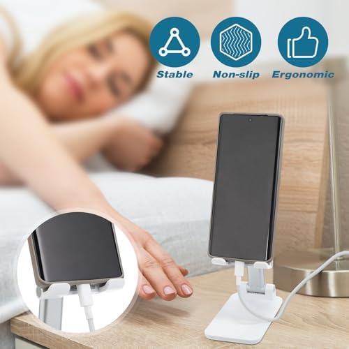 Wonderjune 36 Pcs Cell Phone Stand for Desk Phone Holder Stand Foldable Angle Height Adjustable Portable Holder Tablet for Office Travel Photography (White) - Image 5