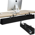 MAXECHO Under Desk Cable Management Tray 48" - Clamp on Wire and Cable Organizer for Storage and to Hide Cords - Ideal for Home Office - Premium Black Fabric Design by MAXECHO