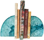 JIC Gem Teal Agate Geode Bookends Anti-Slip Rubber Bumpers 1 Pair 2-3 Lbs - Image 2