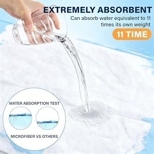 White Dual-Sided Microfiber Bath Towel, 2 Pack 48"x24" Ultra Absorbent Quick Dry Pool Towel, Exfoliating Body Cloth for Dead Skin & Sunscreen Removal, Lint-Free Reusable Shower Towel for Pool, Beach - Image 2