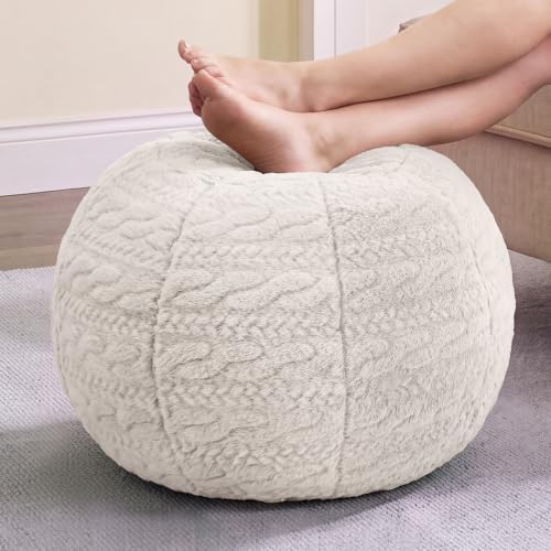 Hobestluk Stuffed Pouf Ottoman Footrest, Round Footstool,Small,Oatmeal by YourHomeDeservesMore