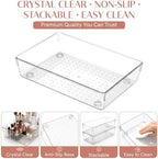 ZANORA 25 PCS Clear Plastic Drawer Organizer Set, Drawer Dividers Organizers with 4 Sizes Storage Trays, Bathroom Drawer Organizers Makeup, Vanity Drawer Organizer, Desk & Kitchen Storage Bins - Image 4