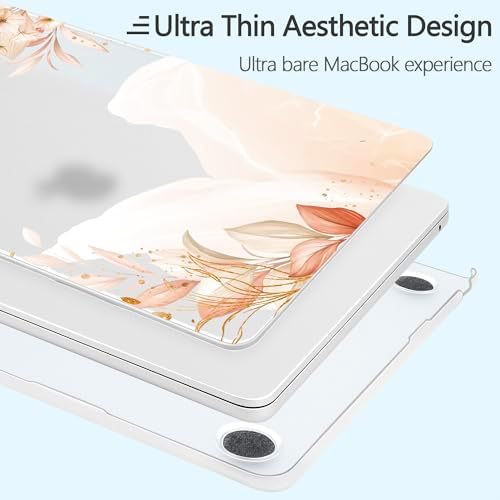 for New MacBook Air 13 inch Case 2026 M5 2025 M4 2024 M3 Chip– Aesthetic Lightweight Floral Design Clear Hard Shell 6-in-1 Bundle with TPU Keyboard Cover & 2X OTG Adapters, Abstract Flowers - Image 5