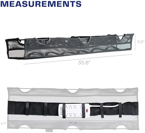 VIVO Black Screw-on 36 in Mesh Net Cable Management Holder, DESK-AC36MH-S - Image 3
