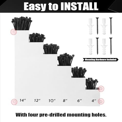 Cable Zip Tie Storage Holder, White, 14 x 13 Inch, 6 Pockets - Image 6